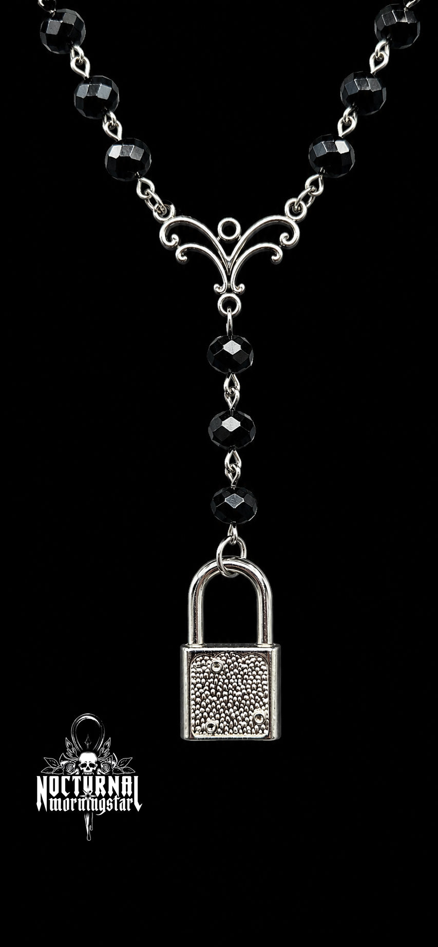 Lock & Key Rosary Set - Black