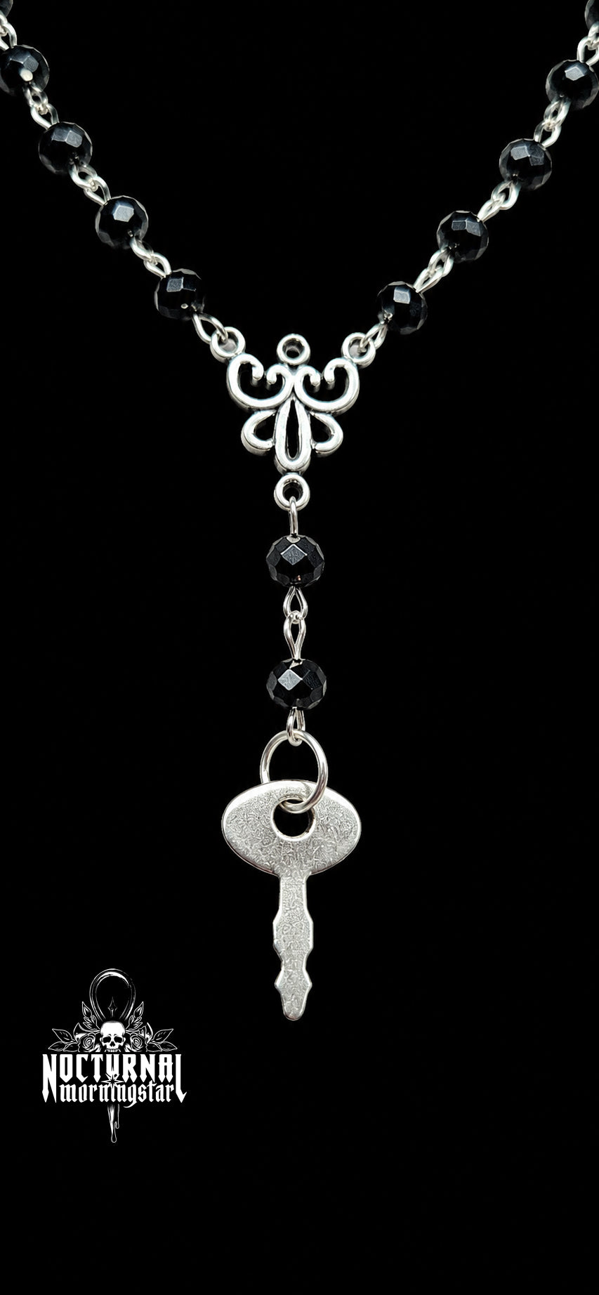 Lock & Key Rosary Set - Black