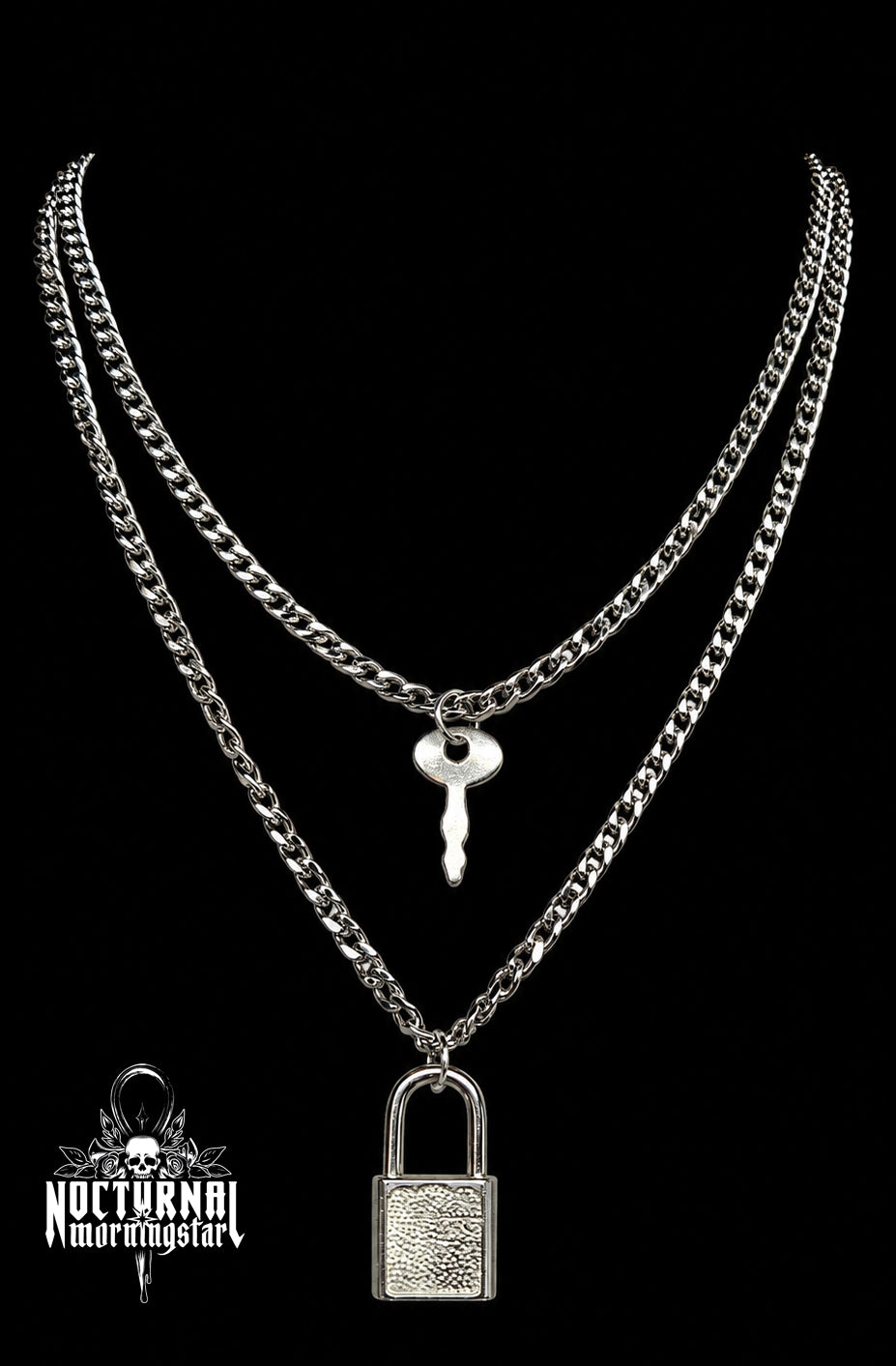 Mini Padlock & Key Cable Chain Necklace
