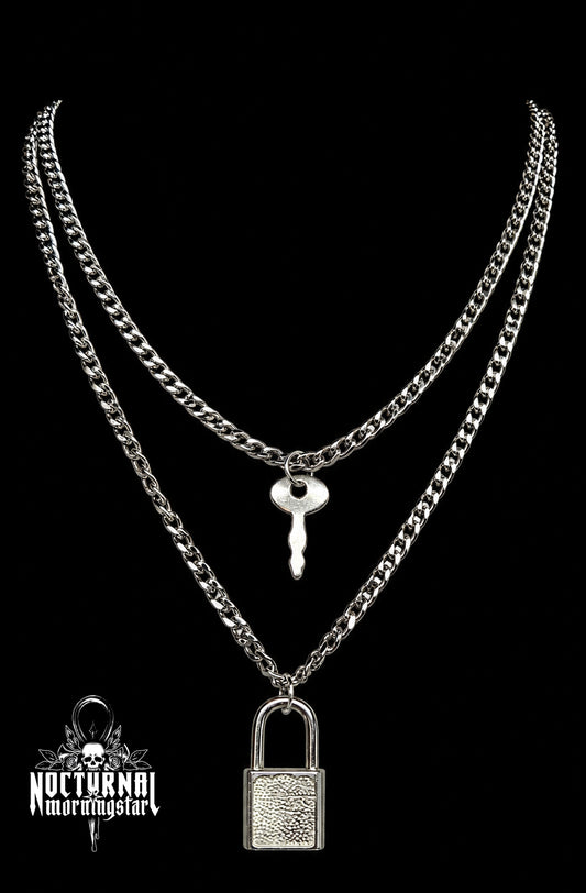 Mini Padlock & Key Cable Chain Necklace