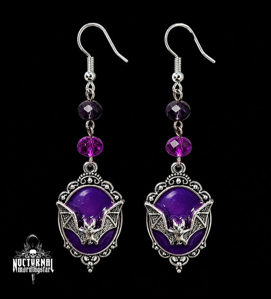 Bat Cameo Earrings