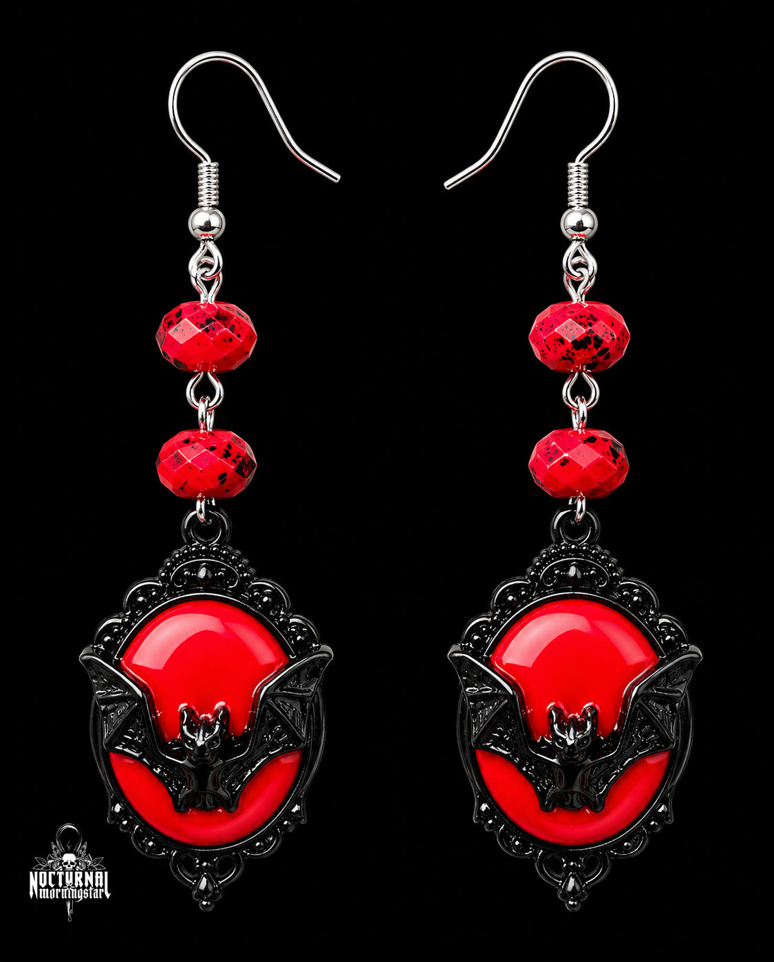 Bat Cameo Earrings