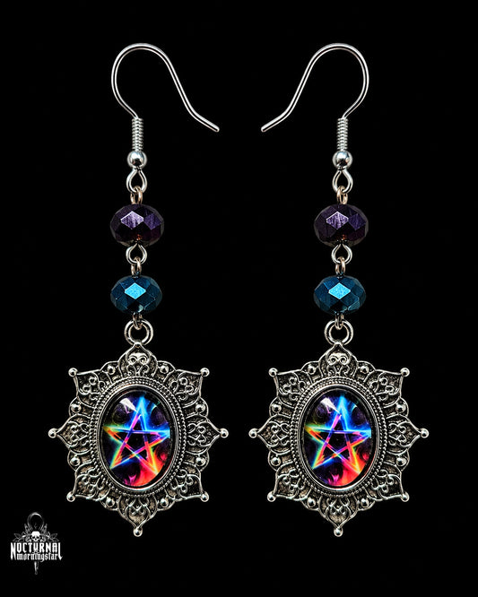Rainbow Pentacle Earrings