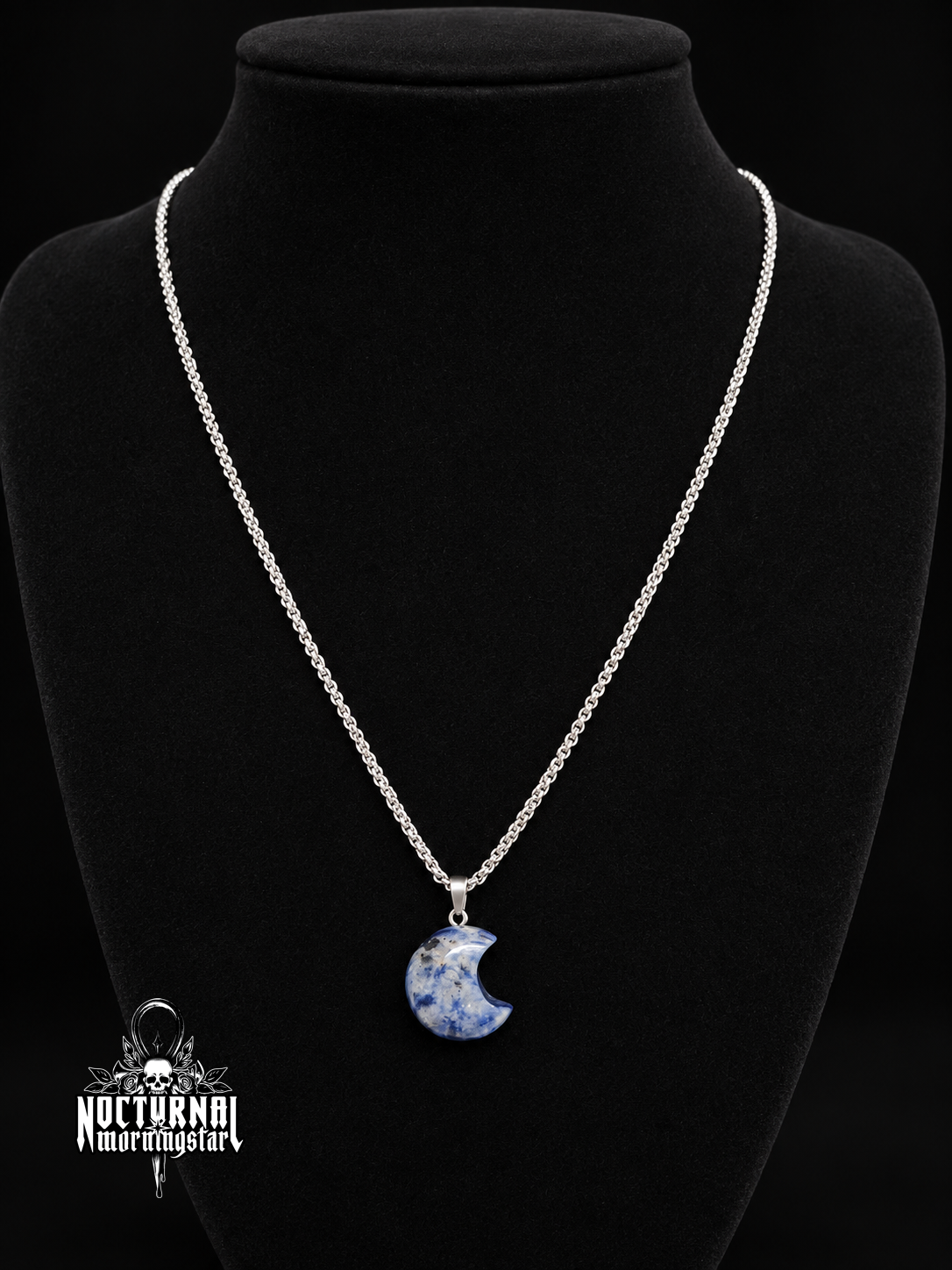 Sodalite Moon Box Chain Necklace
