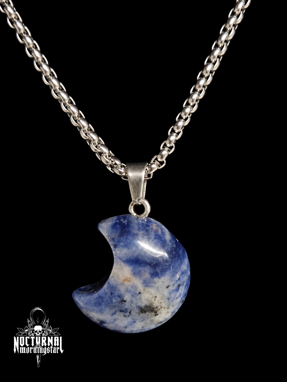 Sodalite Moon Box Chain Necklace