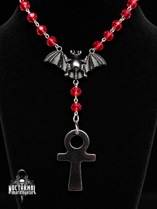 Obsidian Ankh Rosary