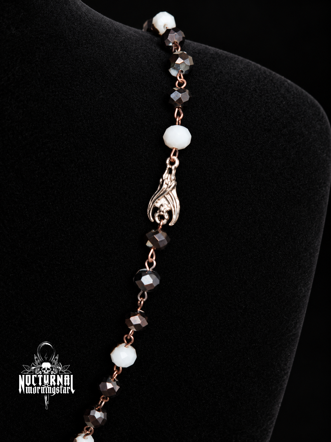 Vampyre Ankh Rosary (Black & White)