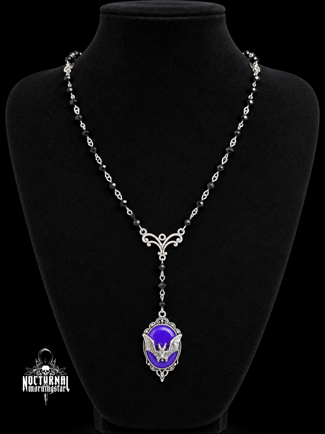 Bat Cameo Rosary (Purple)