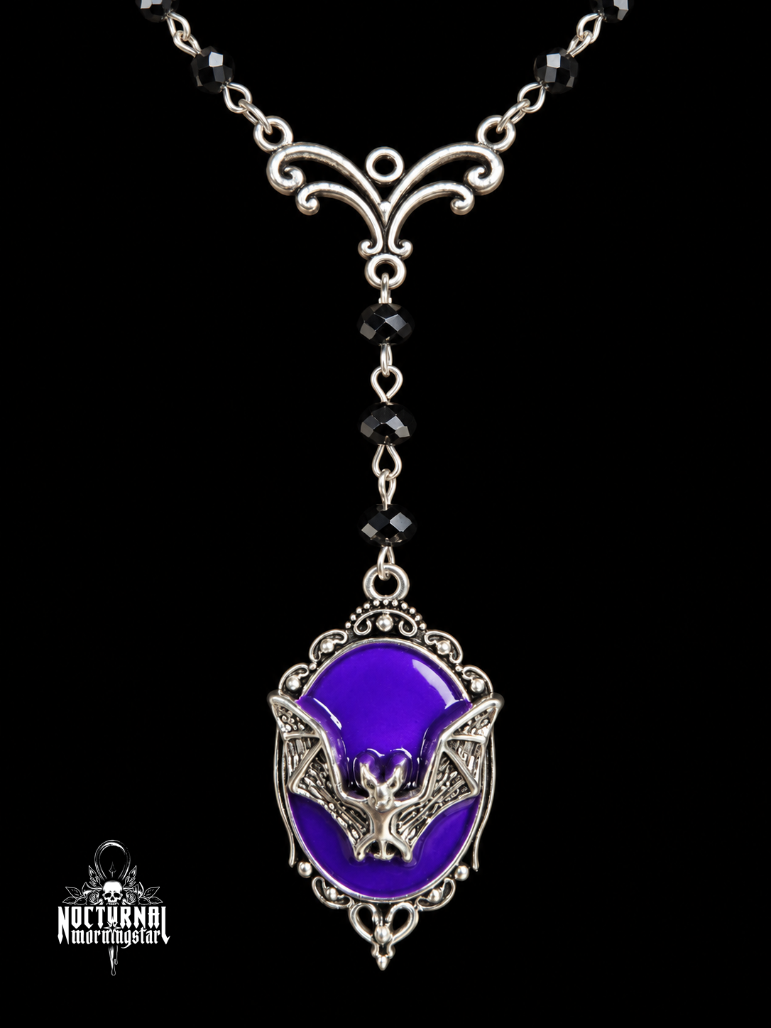 Bat Cameo Rosary (Purple)