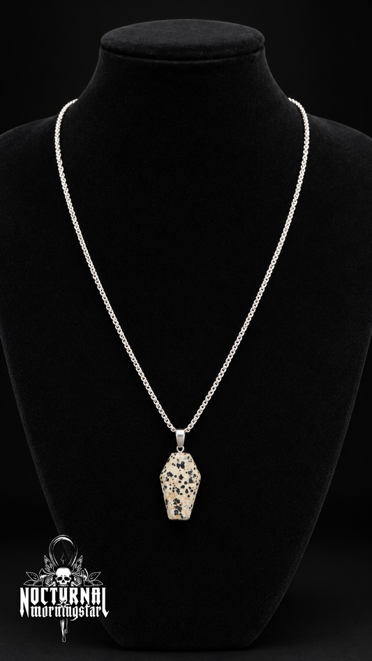 Dalmatian Jasper Coffin Box Chain Necklace