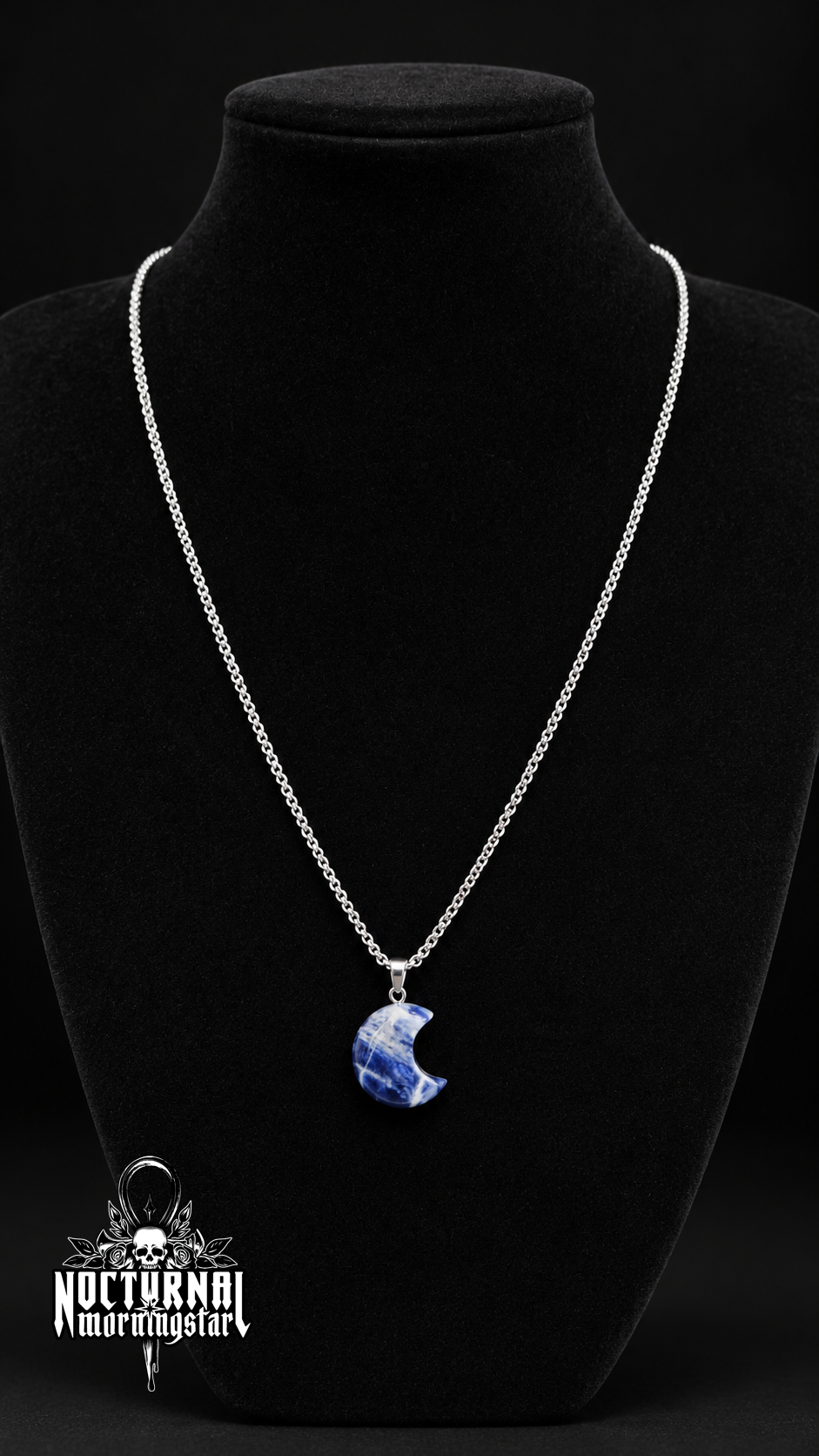 Sodalite Moon Box Chain Necklace