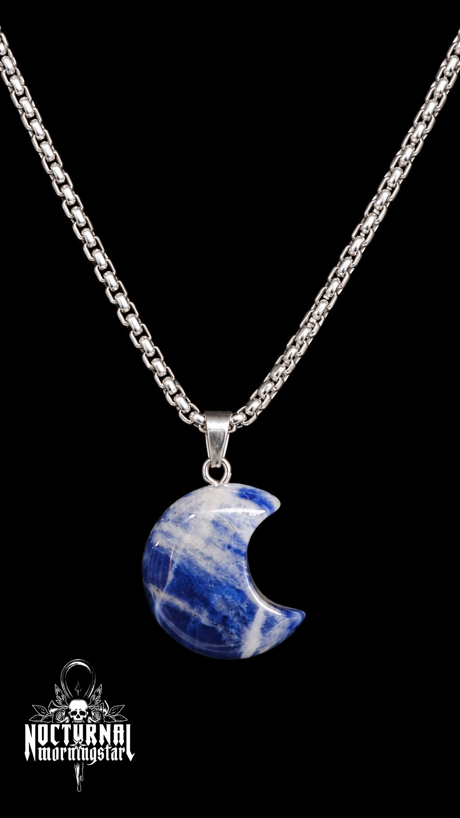 Sodalite Moon Box Chain Necklace
