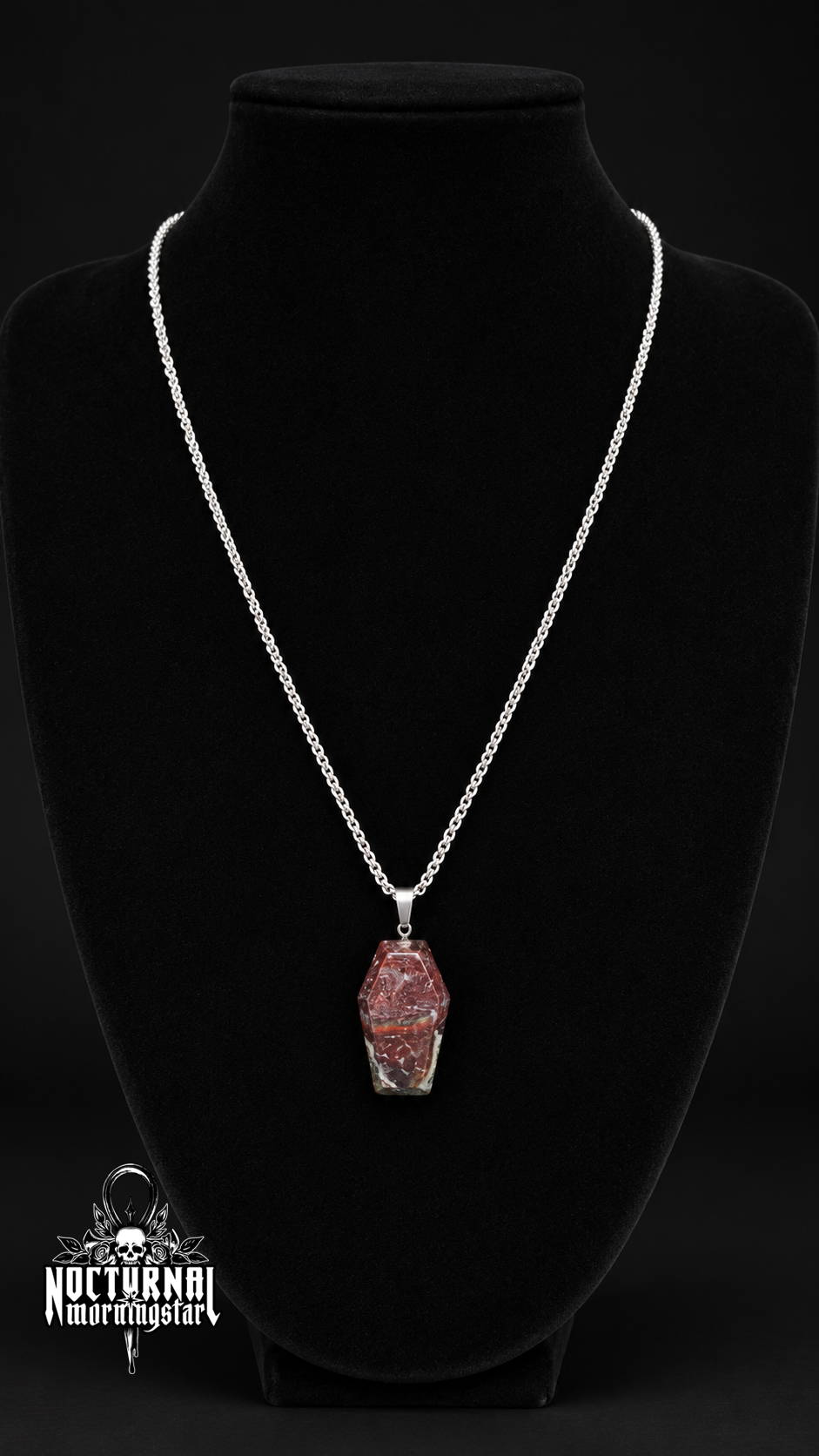 Moss Agate Coffin Necklace