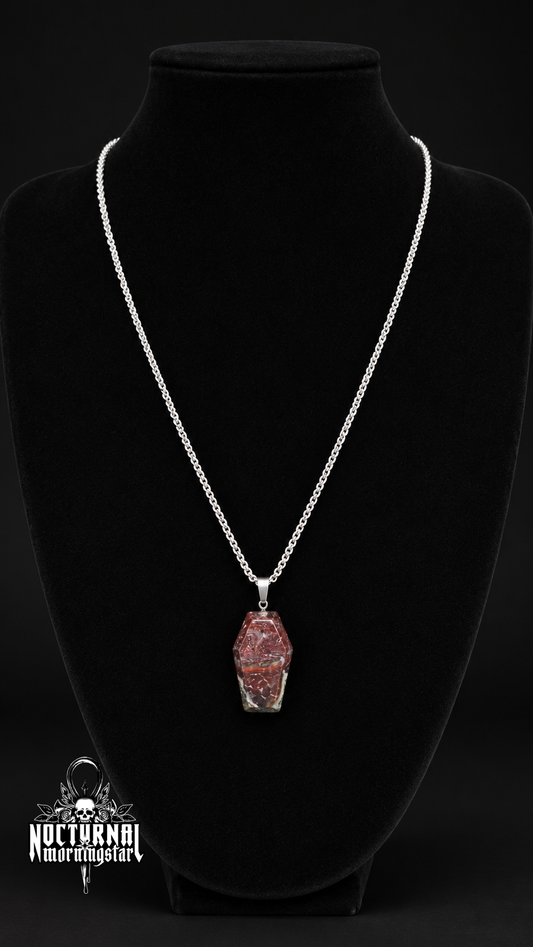 Moss Agate Coffin Necklace