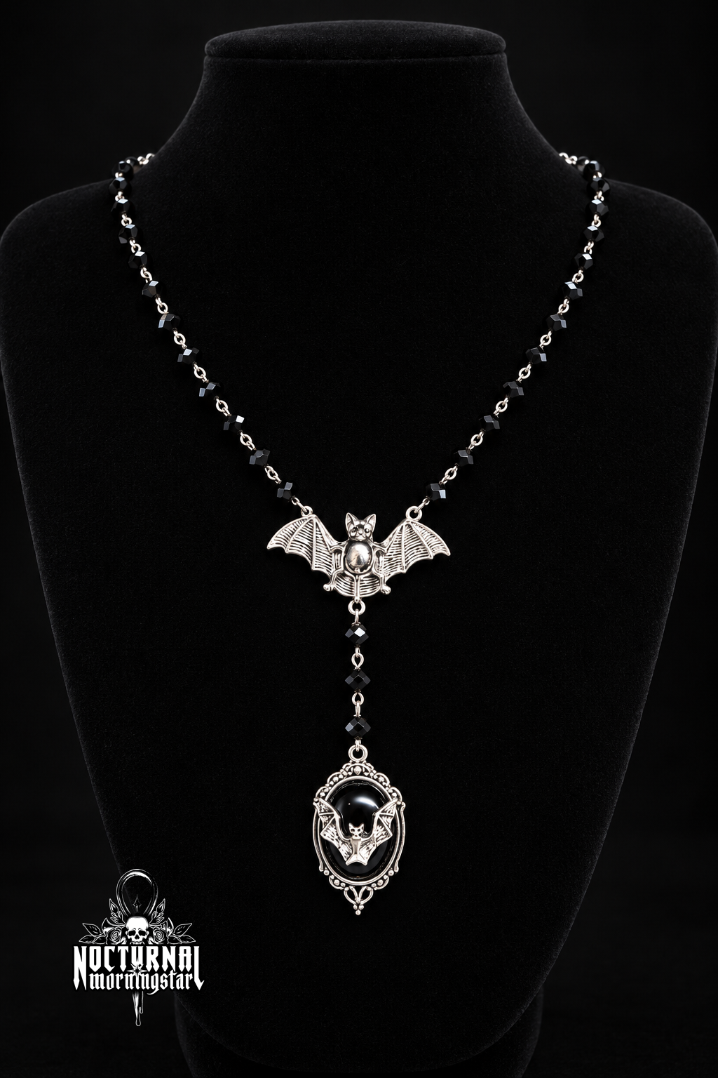 Black Bat Cameo Rosary