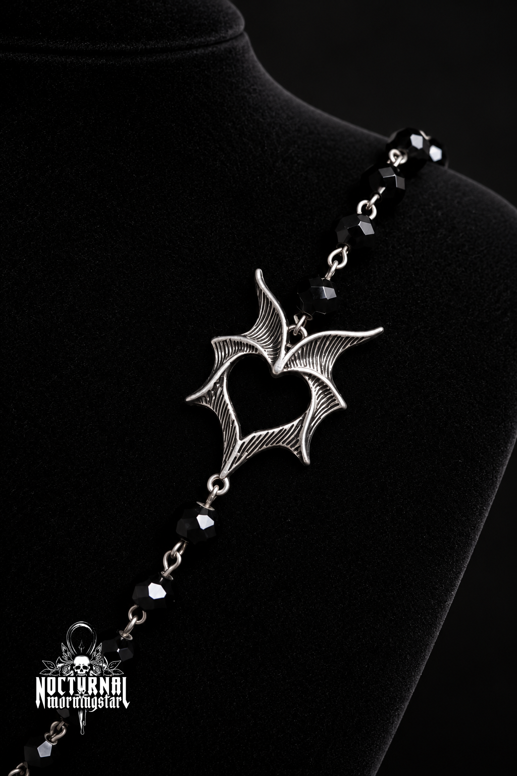 Black Bat Cameo Rosary