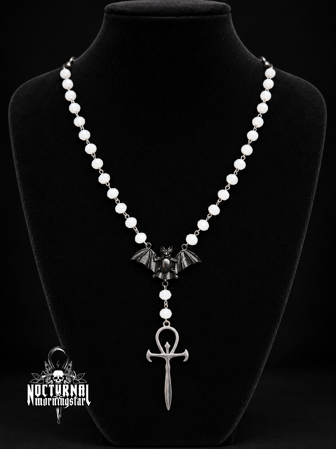 Vampyre Ankh Rosary (White)