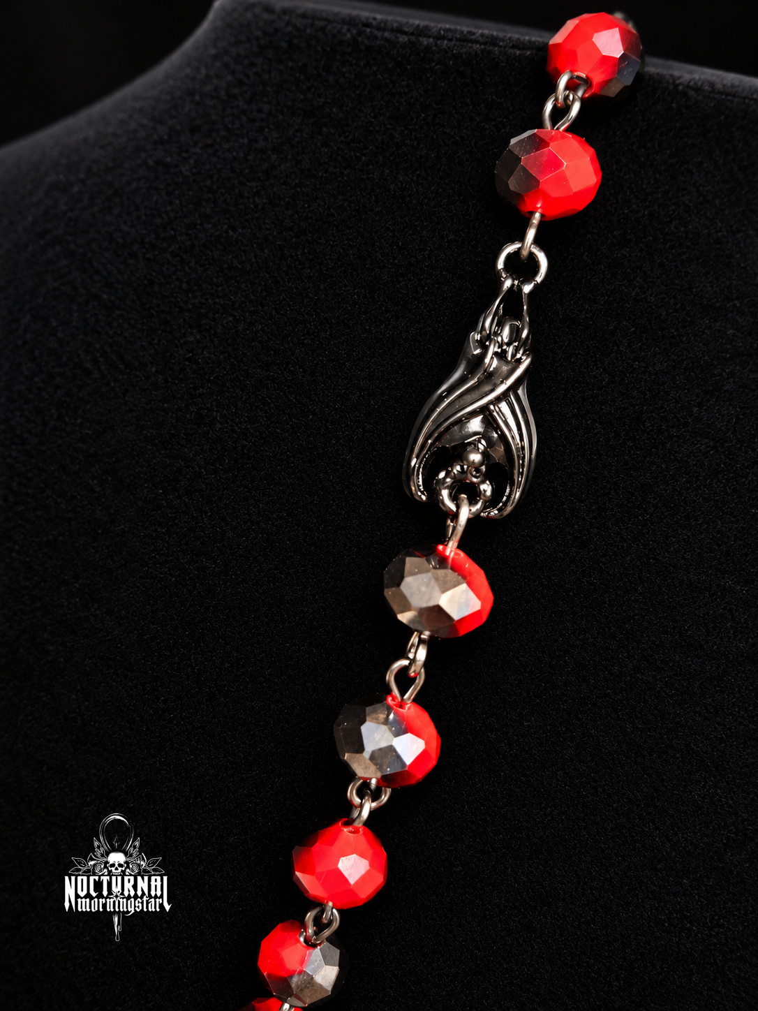 Black Steel Inverted Cross Rosary