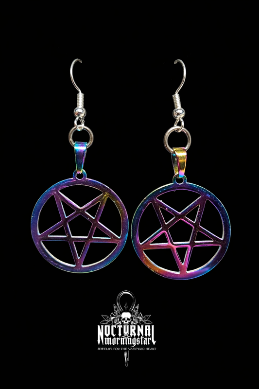 Pentagram Earrings Rainbow Stainless Steel