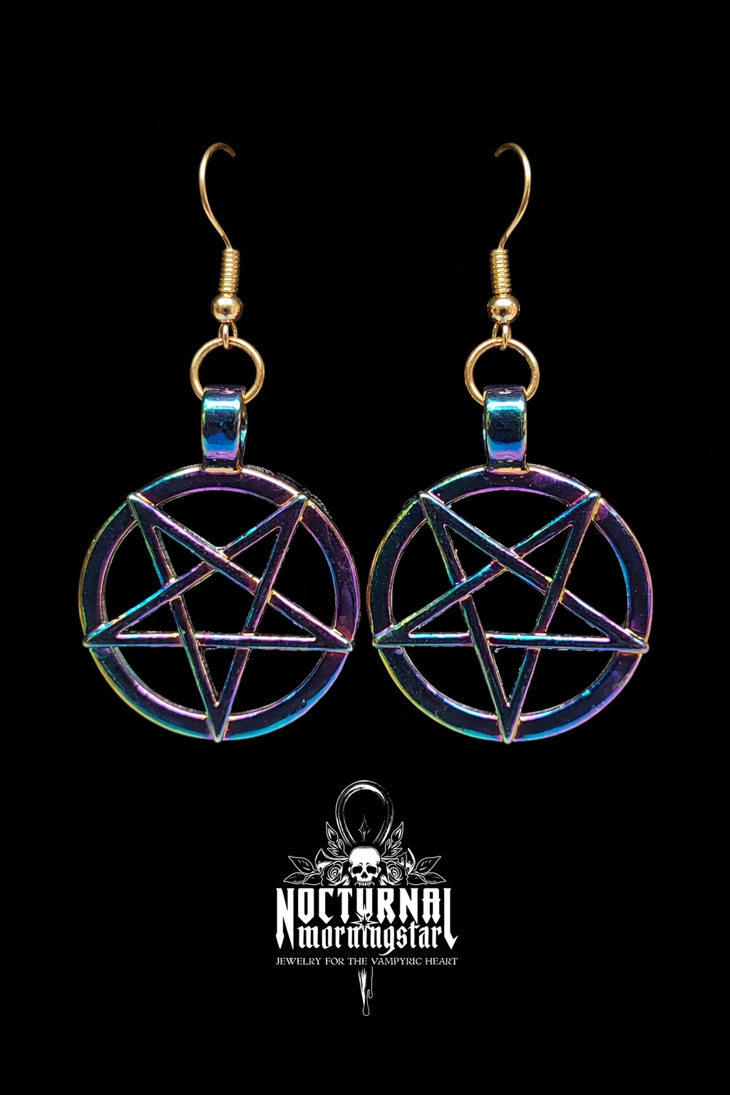 Pentagram Earrings Rainbow Stainless Steel