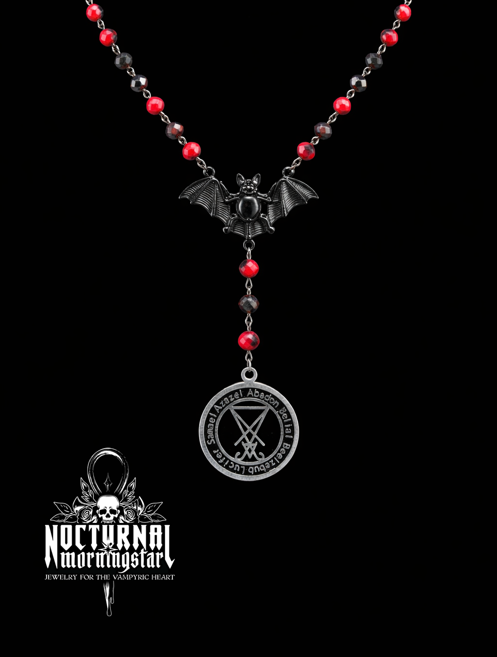 Lucifer Rosary with Bat Wings