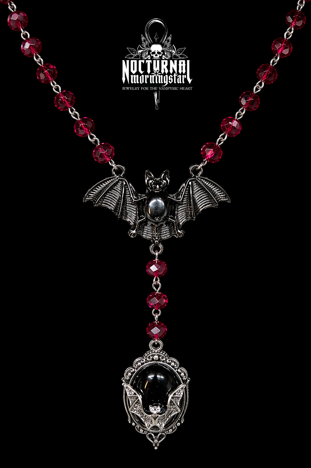 Bat Rosary With Bat Cameo Pendant