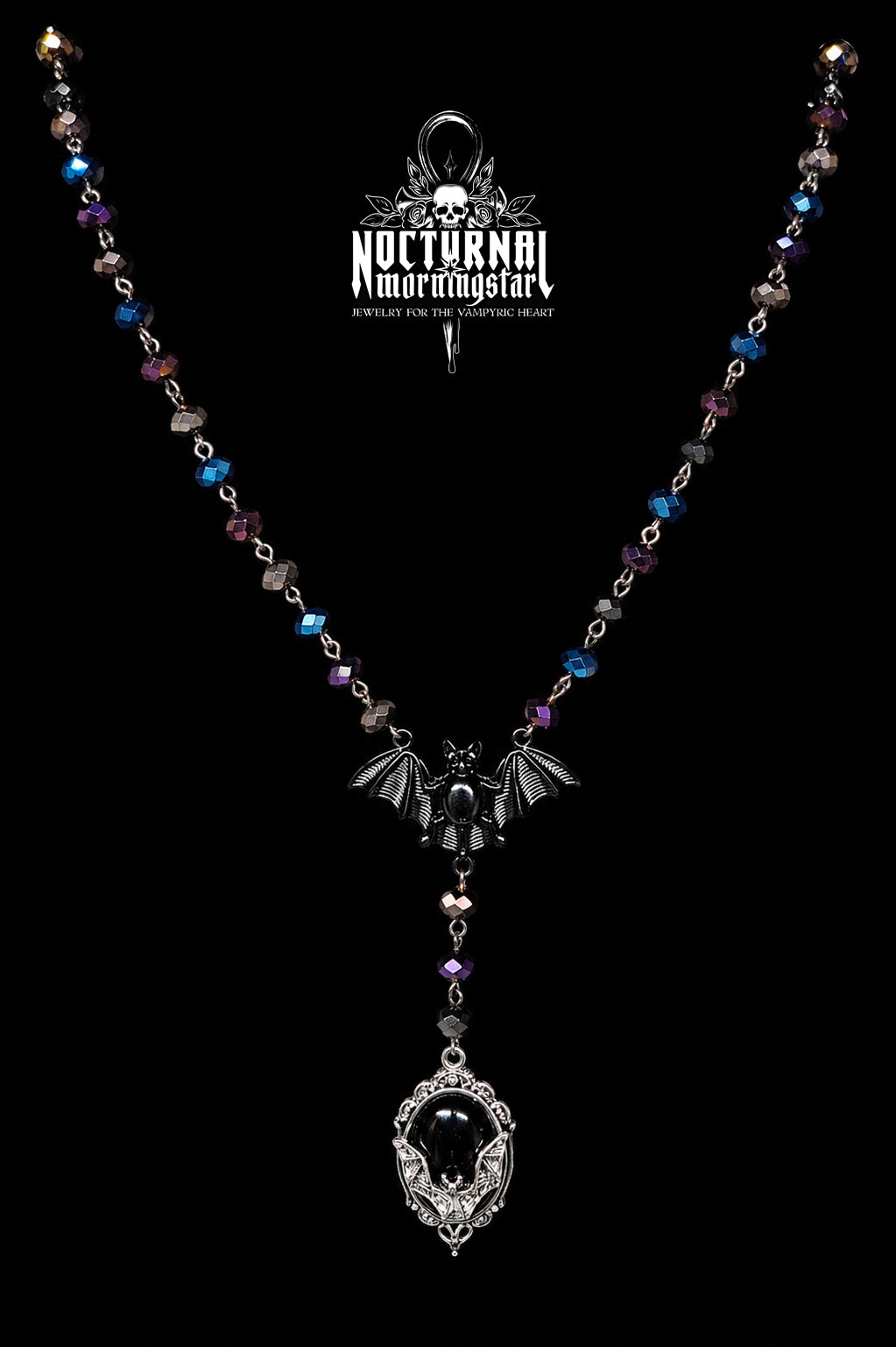 Bat Rosary With Bat Cameo Pendant