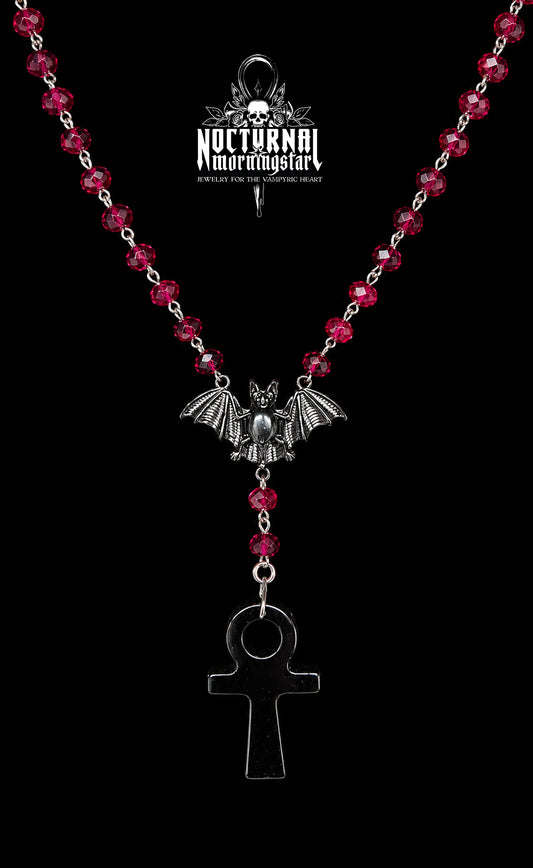Obsidian Ankh Rosary