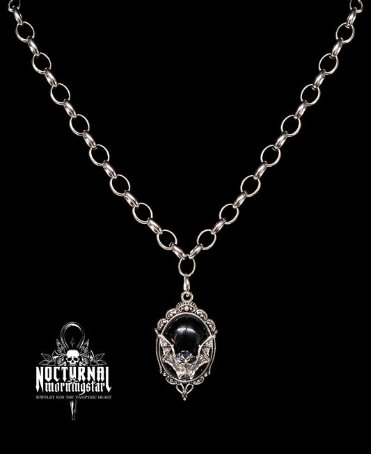 Bat Cameo Rolo Chain Necklace
