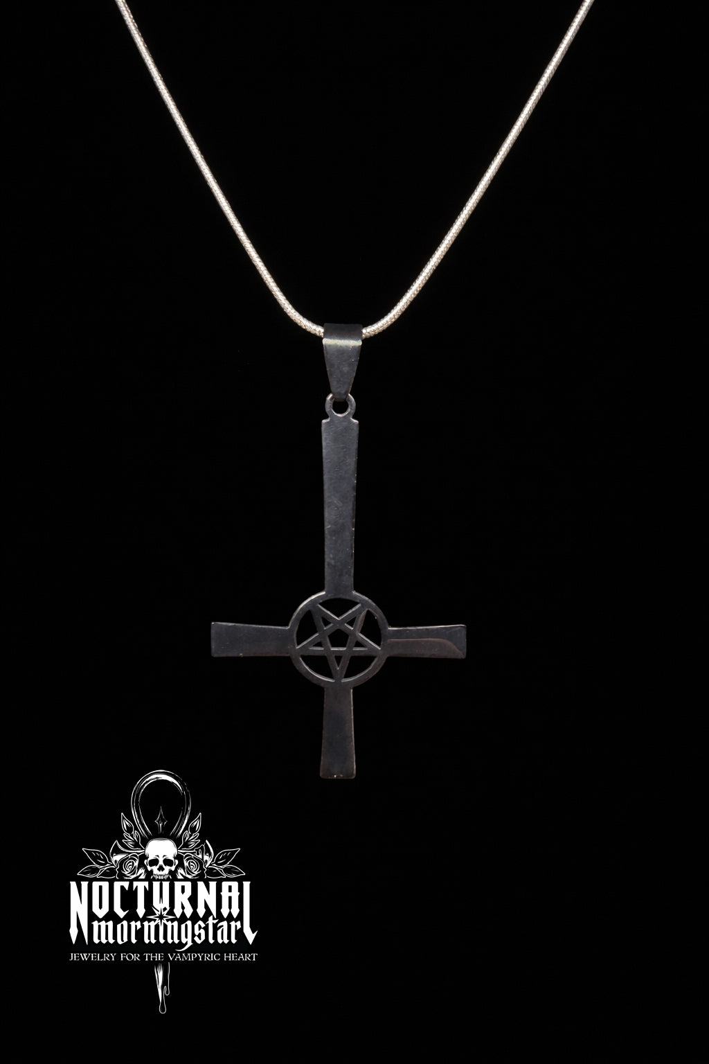 Inverted Cross with Pentagram Necklace