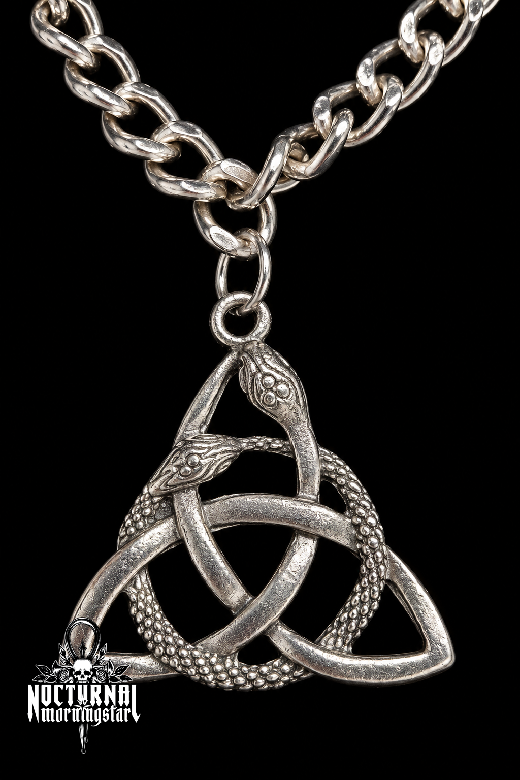 Triquetra Snake Rolo Chain Necklace