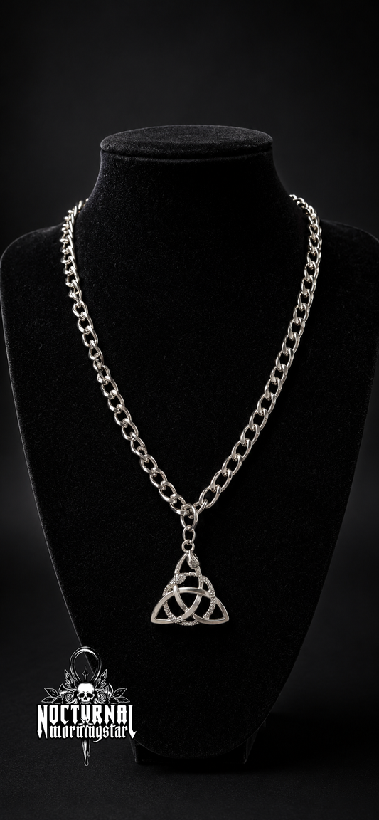 Triquetra Snake Rolo Chain Necklace