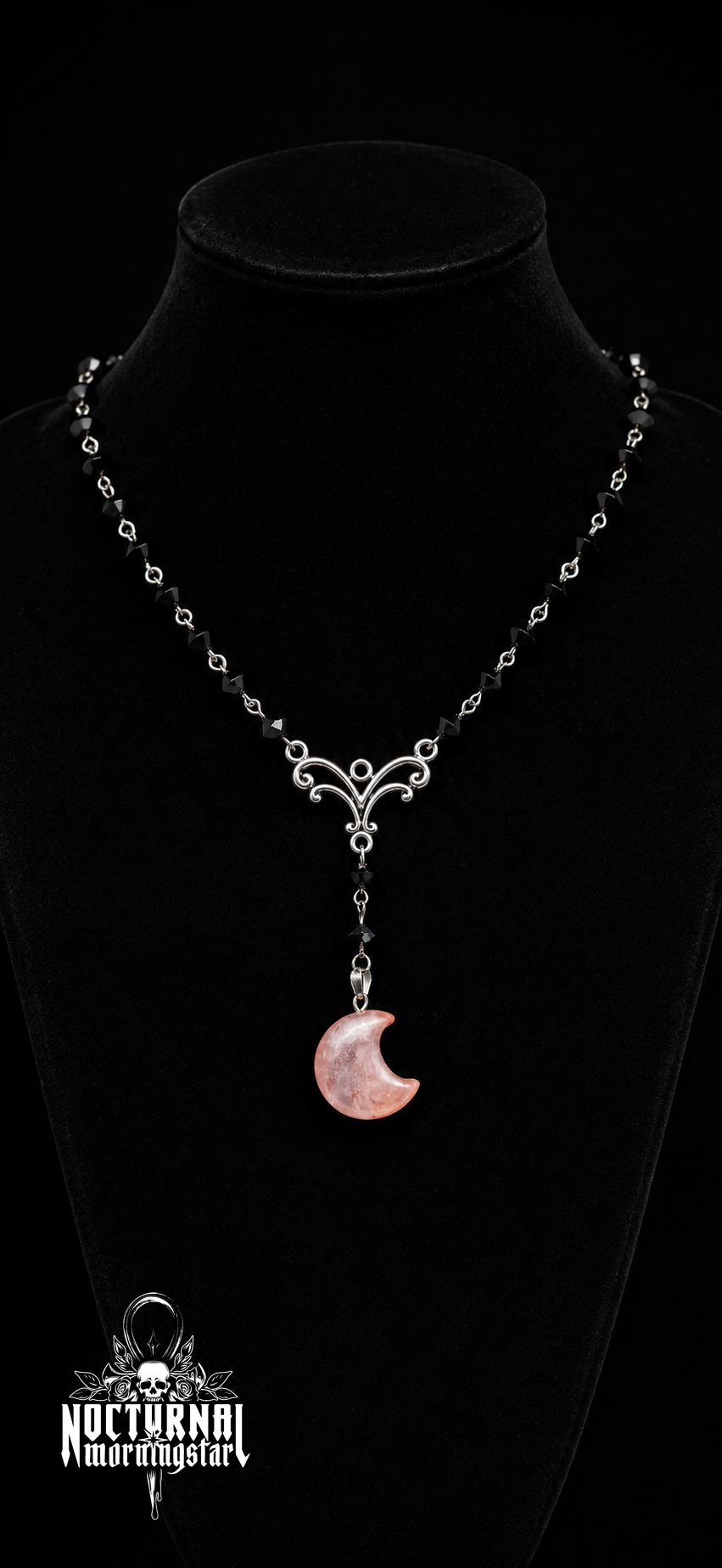 Strawberry Quartz Moon Rosary