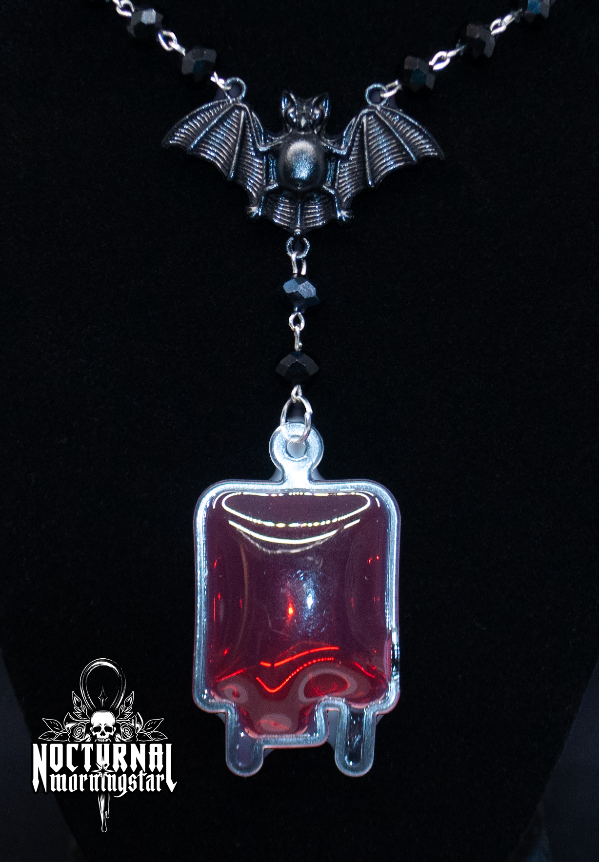 Black Bat with Blood Bag Rosary