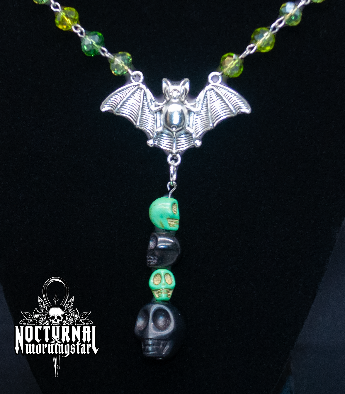 Stone Skull & Bat Rosary