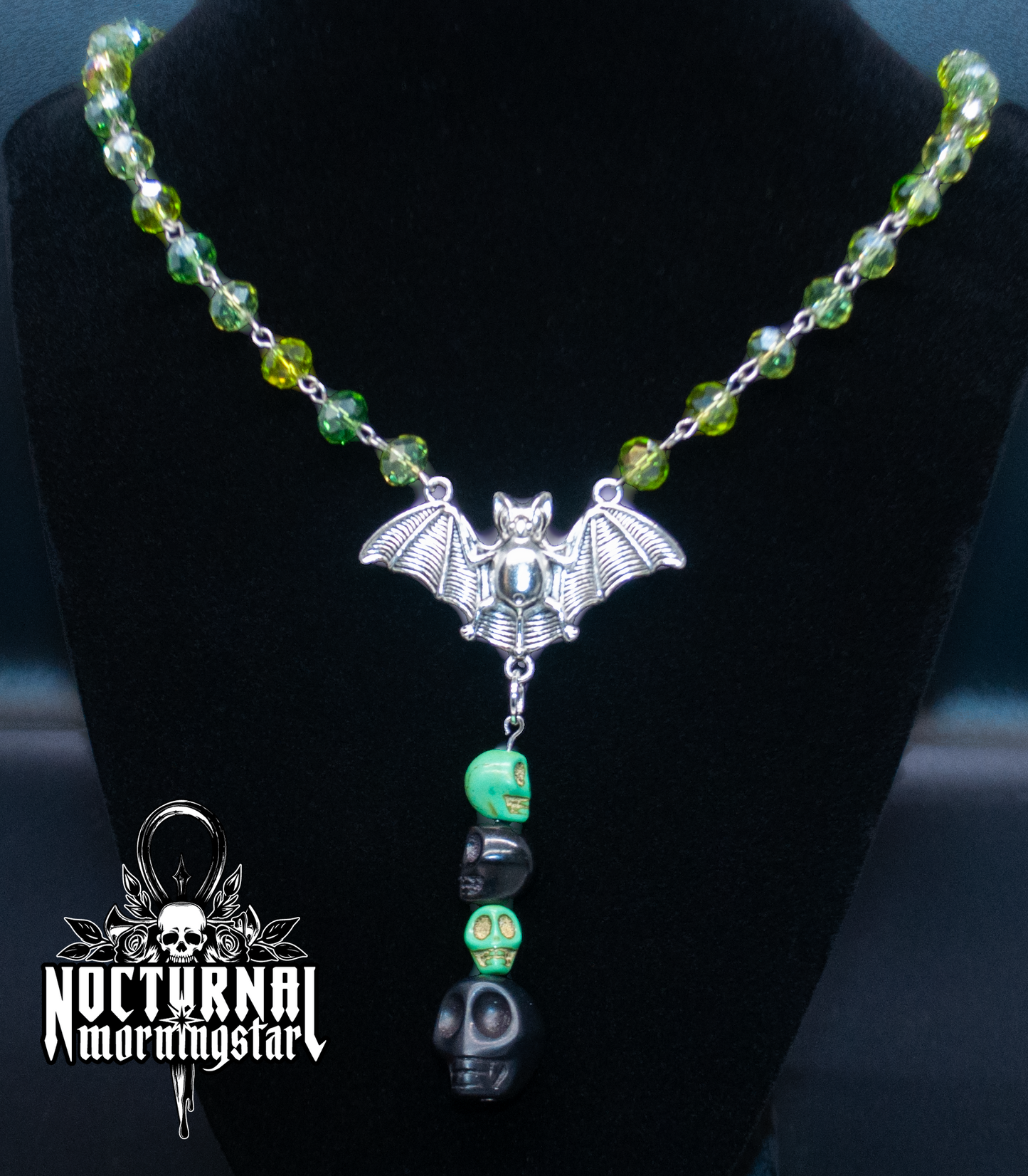 Stone Skull & Bat Rosary